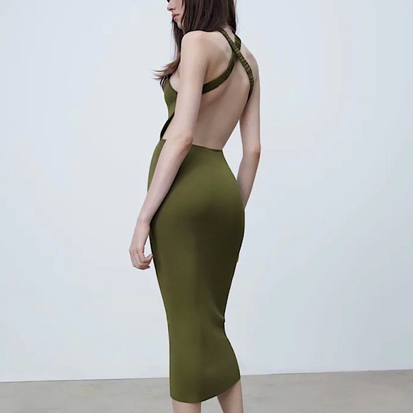 NWT Zara Knit Midi Dress - Picture 2 of 7